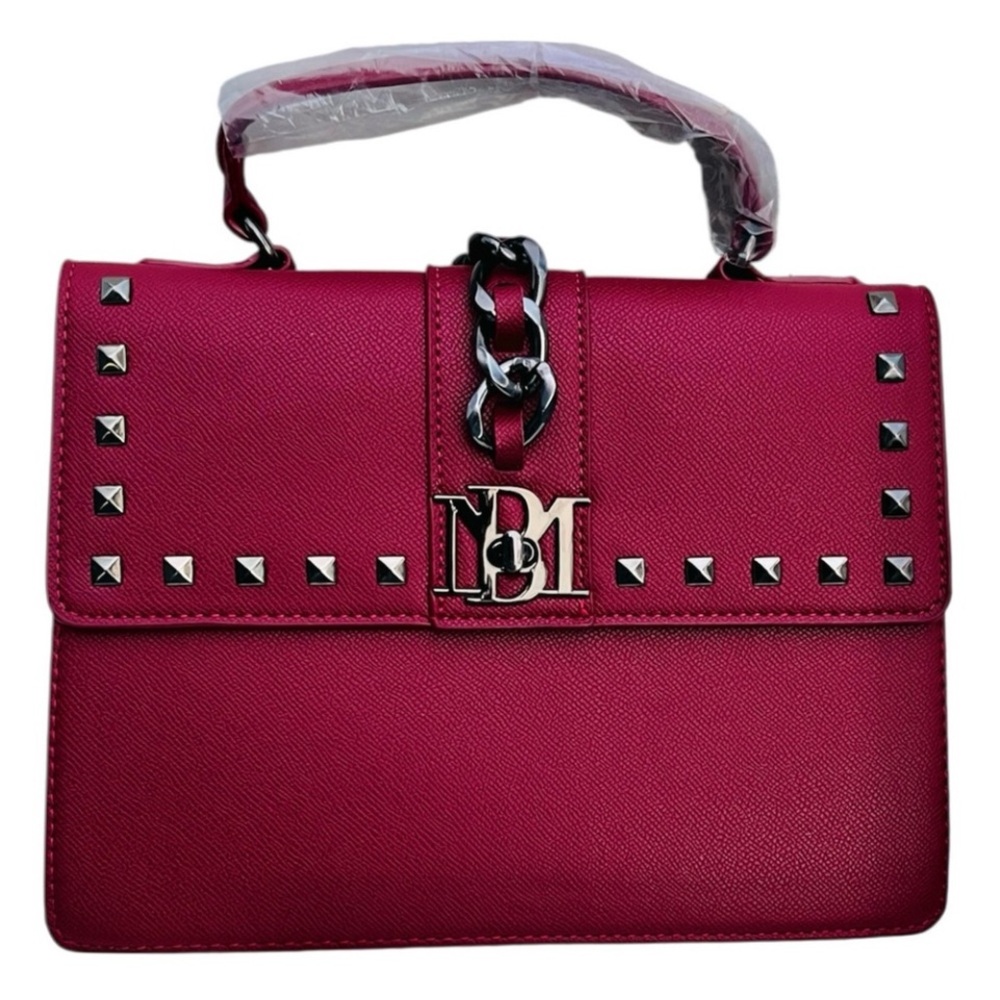 Badgley Mischka NWT Wine Studded Top-Handle Satchel